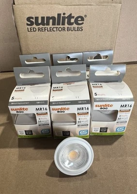 6 Pack Sunlite MR16 LED Bulb, 120V, 5 Watt, 3000K, GU5.3 Base, Energy Saving - Image 1 of 4