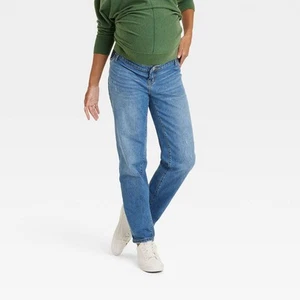 Isabel Maternity by Ingrid & Mid Rise Straight Fit Full Straight-Leg Jeans - Picture 1 of 12