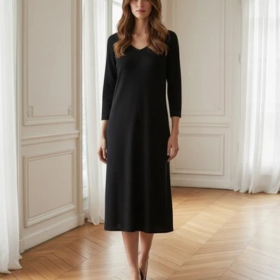 Vestido Vaina Misook Negro Signature Tejido Manga Larga XS Foto 1 de 4