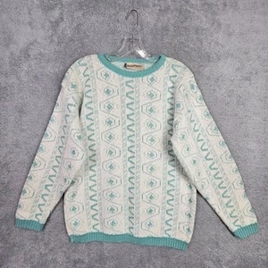Suéter De Colección Años 80 Diane Von Furstenberg S M Azul Nórdico Abuela Tejido Pullover - Imagen 1 de 22