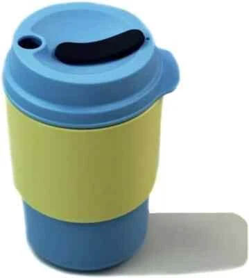 Tupperware Coffee To Go Becher 350 ml hellblau-gelb Kaffeebecher Mehrweg NEU - Bild 1 von 2