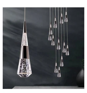 16 Luces Cristal Gota de Lluvia Lámparas Loft Inclinado LED en NEGRO - Imagen 1 de 3