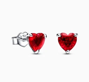 Pandora Silver Red Heart Stud Earrings 292549C01