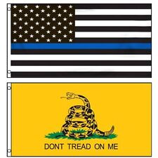 3x5 Gadsden Don't Tread on Me & USA Police Memorial Flag 3x5 Flags Banner Trump 