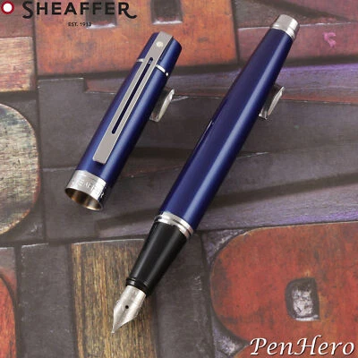 Pluma Estilográfica Sheaffer 300 Laca Azul Brillante Mediana Foto 1 de 4