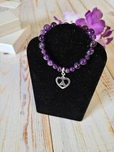 AAA Amethyst Gemstones Stretch Charm Bracelet ~ Perfect February Birthday Gift! - Picture 1 of 8