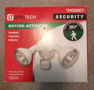 Utilitech Motion-Activated Security Duel Flood Light 180 Degree #0458903 - NIB - Picture 1 of 3
