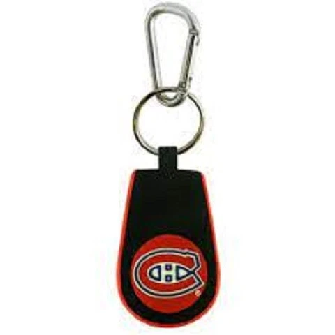 NHL Montreal Canadiens Real Hockey Puck Rubber Keychain with Carabiner Cover