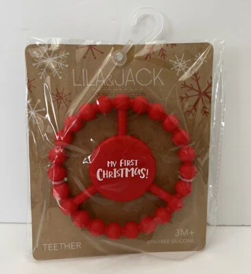 Lila & Jack Holiday Collection My First Christmas BPA Free Red Silicone Teether - Image 1 of 4