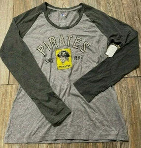 NWT Womens Pittsburgh Pirates Cute Classic Logo Gray Long Sleeve Shirt Sz Small - Picture 1 of 3