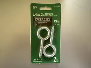 2-Pack Everbilt Screw Eye Zinc-Plated 3/4 x 3 Inch 420584 - Picture 1 of 2