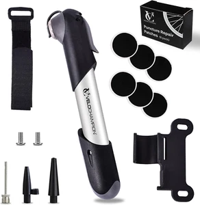 Frame Mounted Alloy 7 Mini Bike Pump Fits Presta (SV) Schrader (AV) Dunlop (DV) - Picture 1 of 12