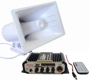 Altavoz PA Power Horn 100 vatios interior exterior 80 W con amplificador de audio Bluetooth - Imagen 1 de 12