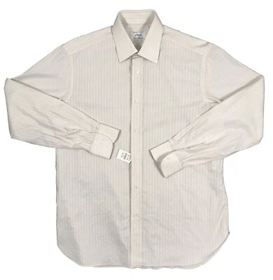 NEW Brioni Fine Cotton Dress Shirt!  16 1/2 Long  White Tan Black & Rust Check - Image 1 of 2