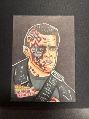 2019 Back Go Retro 1/1 Sketch TERMINATOR Art By Matt Parton Signed Auto RARE - Image 1 of 2