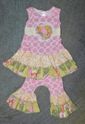 Conjunto de 2 piezas (top y pantalones) Giggle Moon para bebés niñas - talla 18 meses - usado en excelente estado Foto 1 de 4