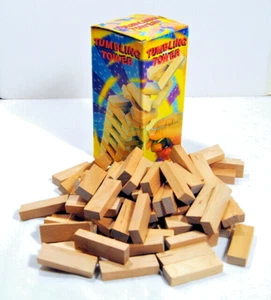Vintage Tumbling Tower Block Game Toppling Wood Stacking Game For Family Fun - Picture 1 of 4