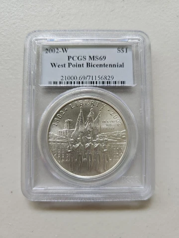 MS69 2002-W PCGS WEST POINT BICENTENNIAL $1 Silver Dollar 90% .900 MS-69 MS 69 Cover