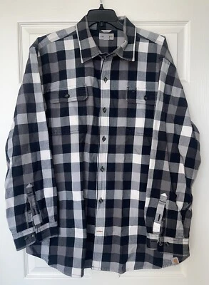 Carhartt Midweight Flannel Button Down Work Shirt Jacket Mens 2XL Original Fit - Image 1 of 4