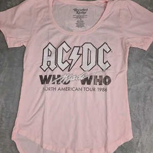 AC/DC Who Made Who Tour Scoop Neck Tee Recycle Karma T-Shirt Womens Shirt - Picture 1 of 7