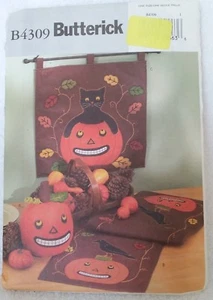 Butterick Halloween Cat Pumpkin Centerpiece Runner Wall Hanging Pattern B4309 - Picture 1 of 1