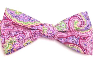 $115 Countess Mara Men`S Purple Green Paisley Bow Tie Casual Adjustable Bowtie - Picture 1 of 4