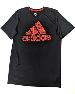 Adidas Climalite Boys Logo Print T-Shirt Classic Multi Sport Black L (14-16) - Picture 1 of 5