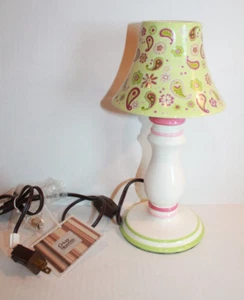 Crazy Mountain Green & Pink Paisley Ceramic Table Lamp 11" Nightlight Lamp NEW - Picture 1 of 3