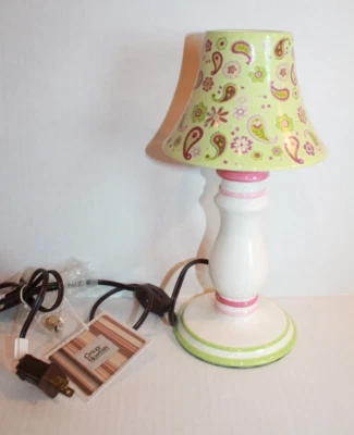 Crazy Mountain Green & Pink Paisley Ceramic Table Lamp 11" Nightlight Lamp NEW - Image 1 of 3
