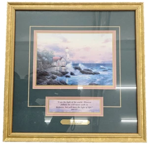 Vintage 1996 Thomas Kinkade Beacon of Hope framed accent print COA John 8:12 - Picture 1 of 14
