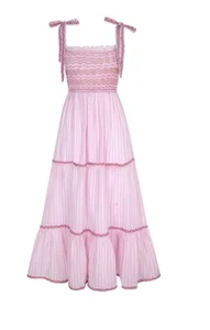 Pink City Prints Tuckernuck Hollyhock Stripe Jessica Maxi Dress NWT- Sz M - Picture 1 of 8