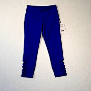 Yogalicious Lux Leggings Womens Small Bright Blue High Waist Ankle Cut Out - Picture 1 of 12