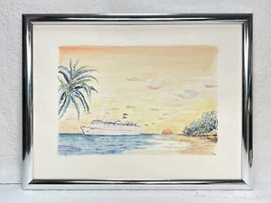 Nostalgisches Aquarell „Kreuzfahrtschiff ODESSA“ 1989 ca43x33cm aus UdSSR - Bild 1 von 6