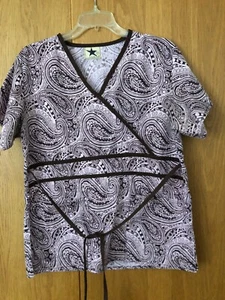BLACK STER NURSES SCRUB TOP SIZE SMALL PINK/BROWN - Picture 1 of 4