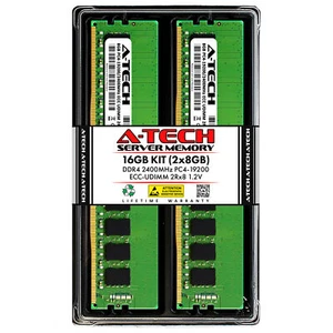A-Tech 16GB Kit 2x 8GB 2Rx8 PC4-19200E ECC UDIMM DDR4 2400 MHz Server Memory RAM - Picture 1 of 4