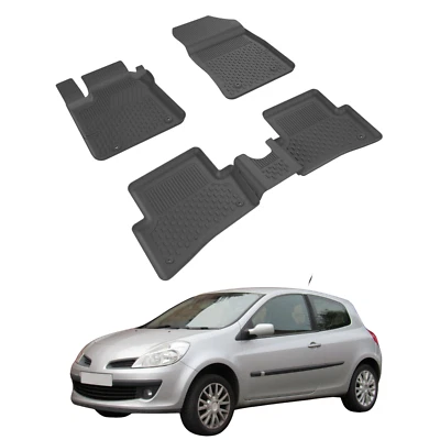 Tapetes de assoalho para Renault Clio 3 HB- ST 2005-2012 | Tapete premium preto  - Imagem 1 de 4