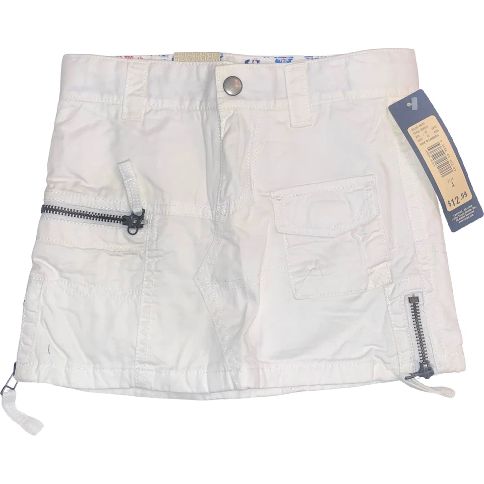 Nueva Mini Falda Patinadora Cherokee Talla 4 Blanca Cintura Ajustable Cremalleras Bolsillos Foto 1 de 4