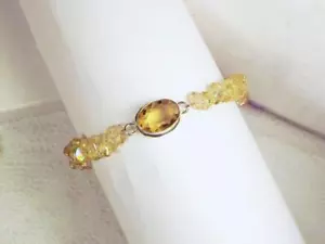 CYNTHIA LYNN ""SÜSSER HONIG"" STERLINGSILBER MORGANIT EDELSTEIN PERLENARMBAND - Bild 1 von 1