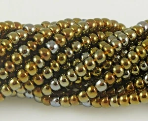 Czech Glass Seed Beads Size 6/0 " ROOT BEER AURORA BOREALIS / RAINBOW " Strands - Picture 1 of 3