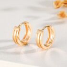 Pure 18K Rose Gold Hoop Women Lucky Hollow Stripes Circle Earrings 1.54g