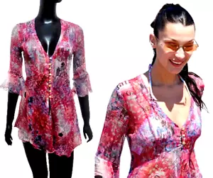 ❤️JOHN GALLIANO Sexy Iconic pink sheer chiffon top-tunic,faboulous! - Picture 1 of 12