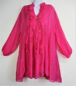 Ladies Silk Mix Long Top/Short Dress Lined, long Sleeves One Size: Plus (16-20) - Picture 1 of 50