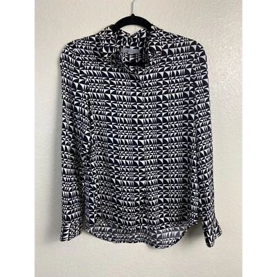 Top Classiques Entier Mezcla de Seda Geométrico Abotonado Mujer Talla XS Negro Carrera Foto 1 de 4