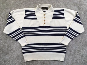 Eddie Bauer Sweater Mens Large Cream Henley Heavy Cotton Fisherman VINTAGE 1990s - Picture 1 of 8