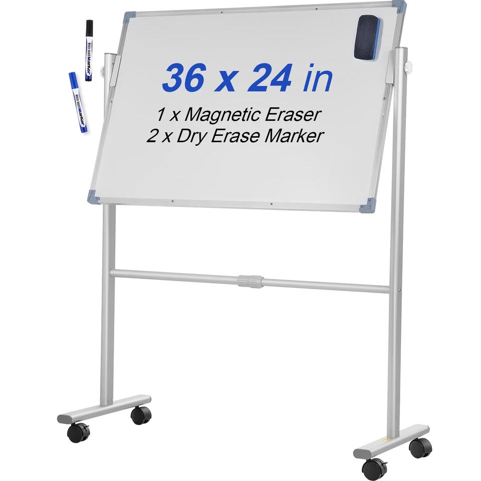 Uimoso Mobile Dry Erase Board Magnetic Whiteboard w/ Stand 36"x 24" Double Sided - Image 1 of 4