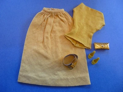 De colección Barbie Dorado Noche Conjunto Falda Top Dorado Cinturón Cartera OT Zapatos #1610 Foto 1 de 4