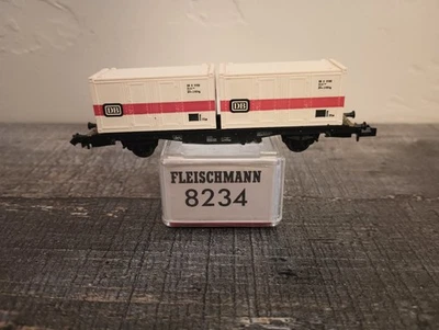 N Scale Fleischmann - 8234 - Flatcar, 4-Wheel, Container - Deutsche Bahn - Image 1 of 4