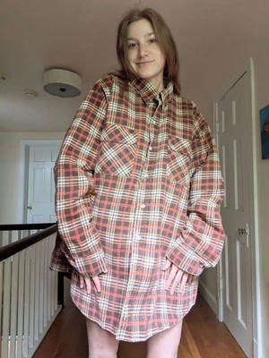 Camarra de franela a cuadros marrón de los años 70 con forro acolchado Foto 1 de 4