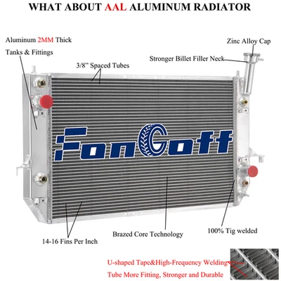 3-Row Aluminum Radiator For 1996-2005 Chevy Astro GMC Safari 4.3L V6 GAS 2000 - Imagem 1 de 4