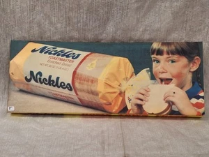VTG NICKLES TOASTMASTER BREAD Advertising Shelf Sign Girl Eating Sandwich F - Picture 1 of 7